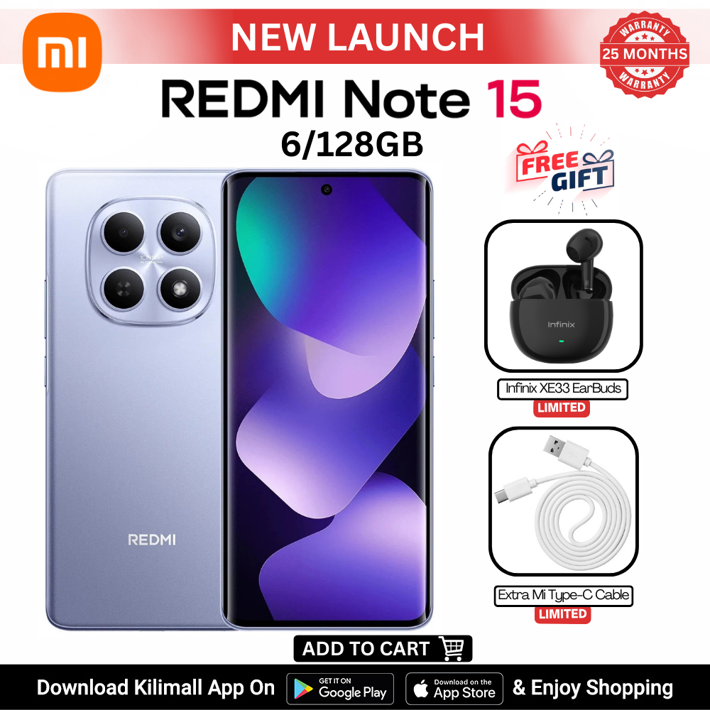 [New Arrival] Redmi Note 15 Smartphone  6.77" AMOLED display 6GB+128GB Dual SIM 108MP main camera 20MP front camera 6000mAh battery 33W In-screen fingerprint Water & Dust Resistance Android 15