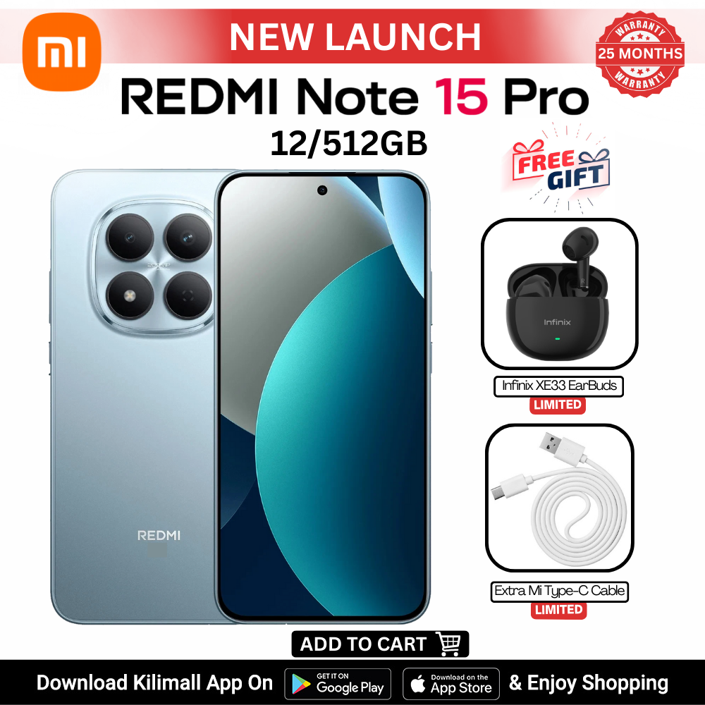 [ New Arrival ] REDMI NOTE 15 PRO Smartphone 6.77" AMOLED display 12+512GB BLACK Dual SIM 200MP main camera 32MP front camera 6500mAh battery 45W  In-screen fingerprint Water & Dust Resistant