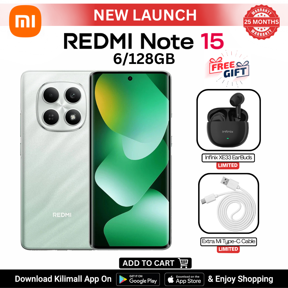 [New Arrival] Redmi Note 15 Smartphone  6.77" AMOLED display 6GB+128GB Dual SIM 108MP main camera 20MP front camera 6000mAh battery 33W In-screen fingerprint Water & Dust Resistance Android 15