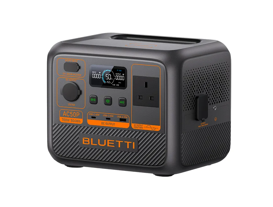 [Special Offer] Bluetti AC50P Portable Power Station 504Wh/700W portable power station with 200W input, 6.9kg, multiple ports, ideal for outdoor camping and home backup.