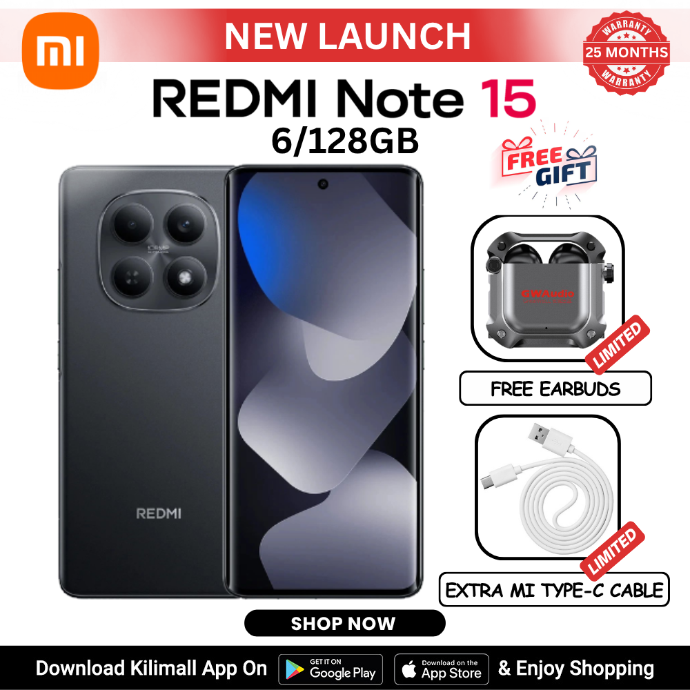 [New Arrival] Redmi Note 15 Smartphone  6.77" AMOLED display 6GB+128GB Dual SIM 108MP main camera 20MP front camera 6000mAh battery 33W In-screen fingerprint Water & Dust Resistance Android 15
