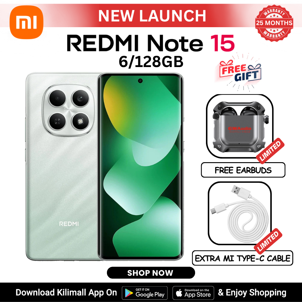 [New Arrival] Redmi Note 15 Smartphone  6.77" AMOLED display 6GB+128GB Dual SIM 108MP main camera 20MP front camera 6000mAh battery 33W In-screen fingerprint Water & Dust Resistance Android 15