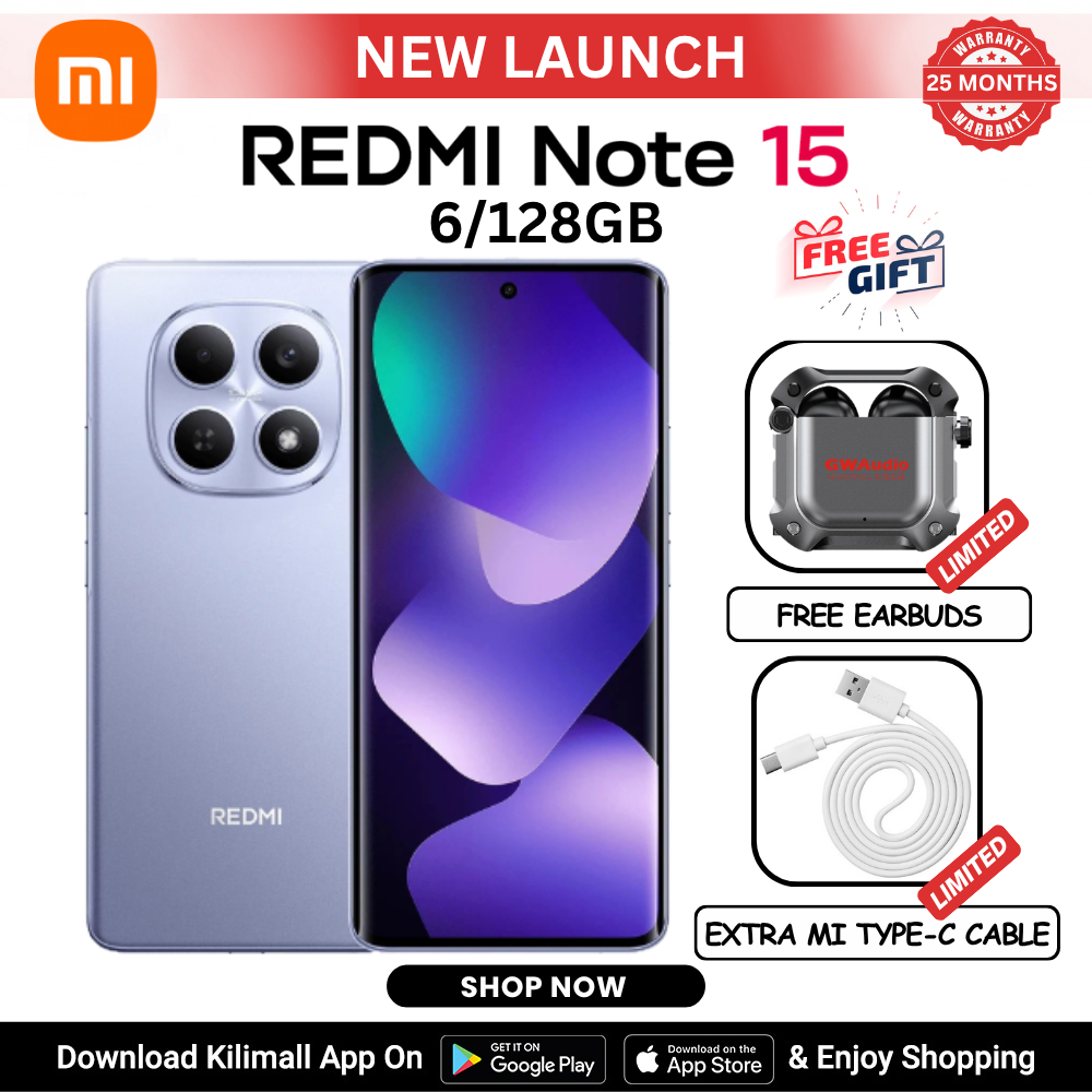 [New Arrival] Redmi Note 15 Smartphone  6.77" AMOLED display 6GB+128GB Dual SIM 108MP main camera 20MP front camera 6000mAh battery 33W In-screen fingerprint Water & Dust Resistance Android 15