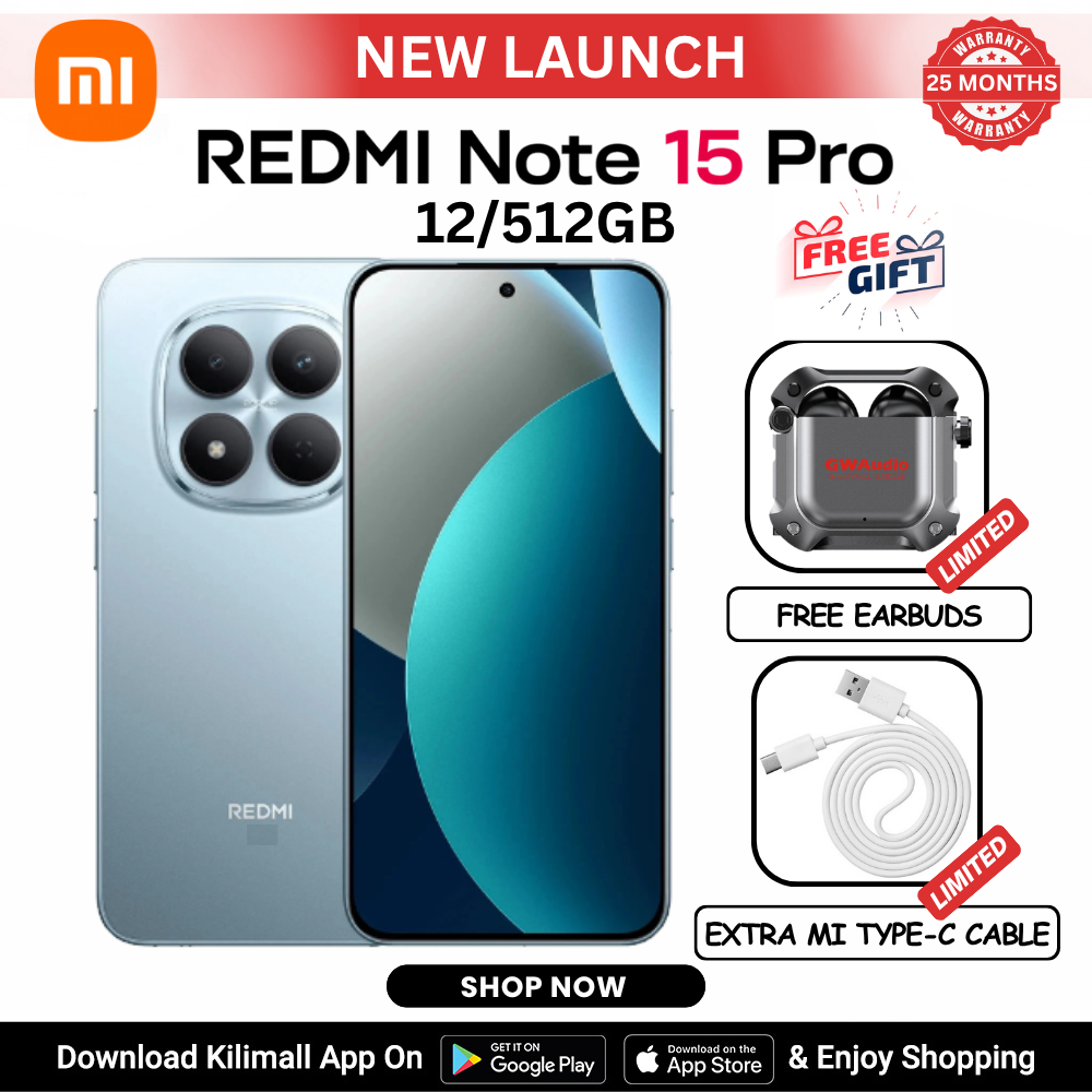 [ New Arrival ] REDMI NOTE 15 PRO Smartphone 6.77" AMOLED display 12+512GB BLACK Dual SIM 200MP main camera 32MP front camera 6500mAh battery 45W  In-screen fingerprint Water & Dust Resistant