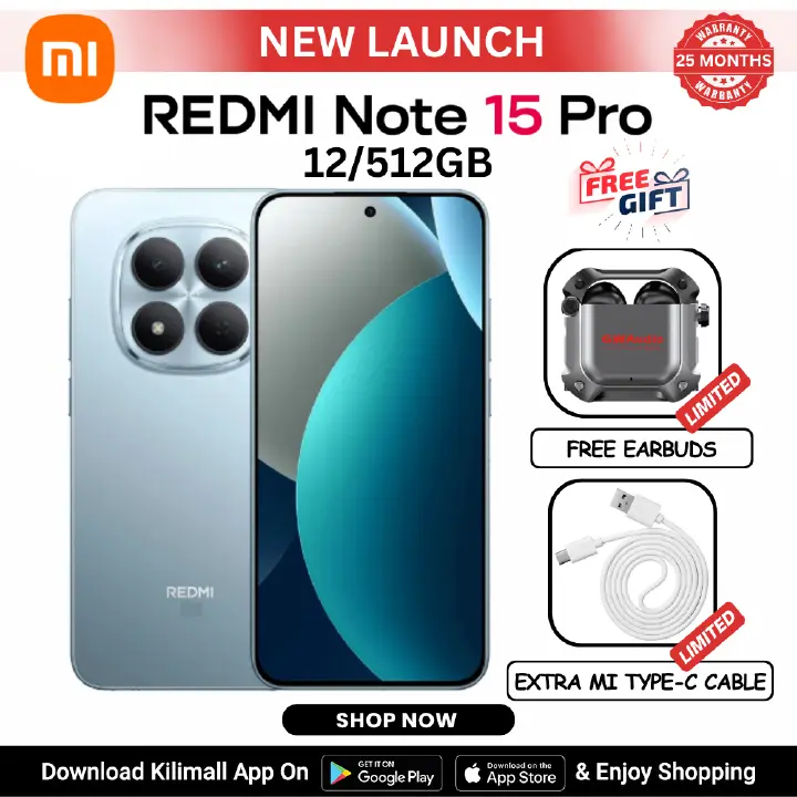 [ New Arrival ] REDMI NOTE 15 PRO Smartphone 6.77" AMOLED display 12+512GB BLACK Dual SIM 200MP main camera 32MP front camera 6500mAh battery 45W  In-screen fingerprint Water & Dust Resistant
