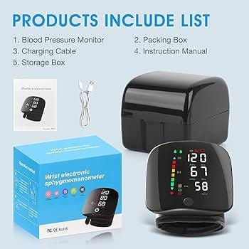 Digital Wrist Blood Pressure Monitor Automatic USB Rechargeable BP Machine Accurate Oscillometer Sphygmomanometer with Irregular Heartbeat Detection