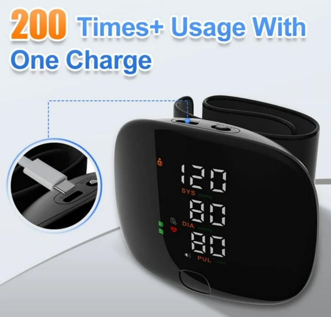 Digital Wrist Blood Pressure Monitor Automatic USB Rechargeable BP Machine Accurate Oscillometer Sphygmomanometer with Irregular Heartbeat Detection