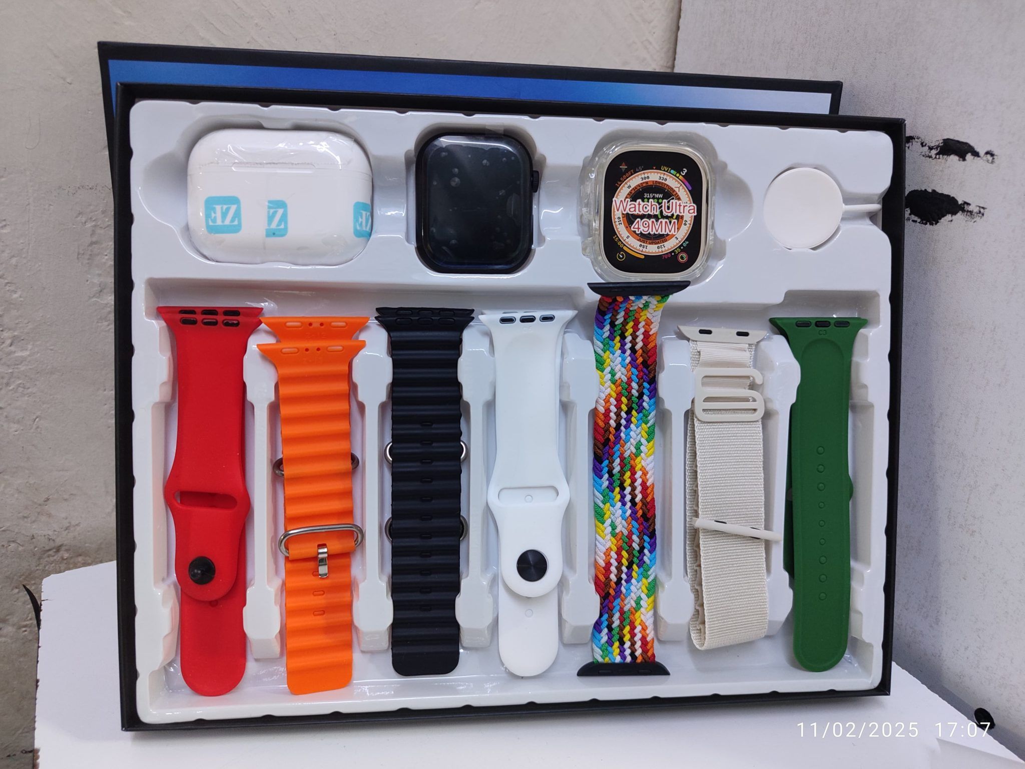 10+1 H55 ProMax smartwatch 2.09-inch with Airpods wireless earbuds Apple watch look-alike with 7 straps and watch case