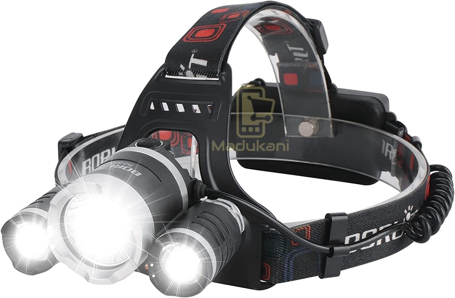 3 LED Lights Headlamp Rechargeable Head Torch with 4 Modes 6000 Lumens Hands-Free Torch for Running Camping Fishing Cycling Hiking