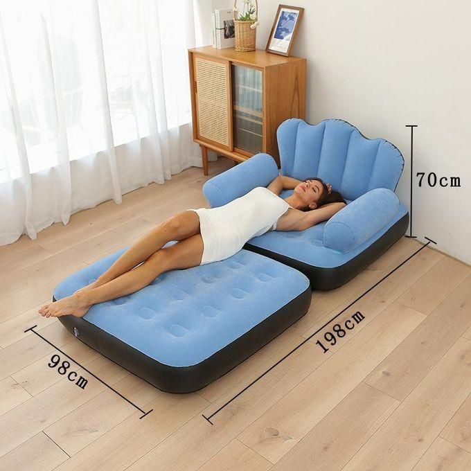 Portable Inflatable Sofa Bed Couch Lazy Sofa Inflatable Bed Double Layer with Armrest and manual pump