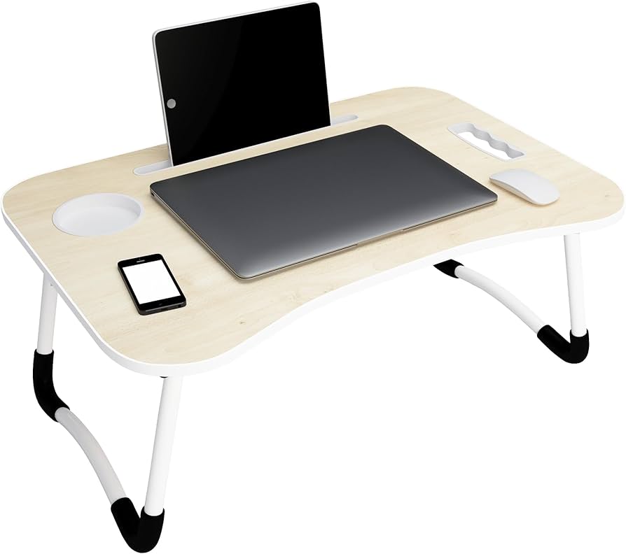 Foldable Portable Laptop Desk Bed Tray with Dock Stand Cup Holder Multipurpose Laptop Table for Bed Sofa Couch Study Work Reading Eating