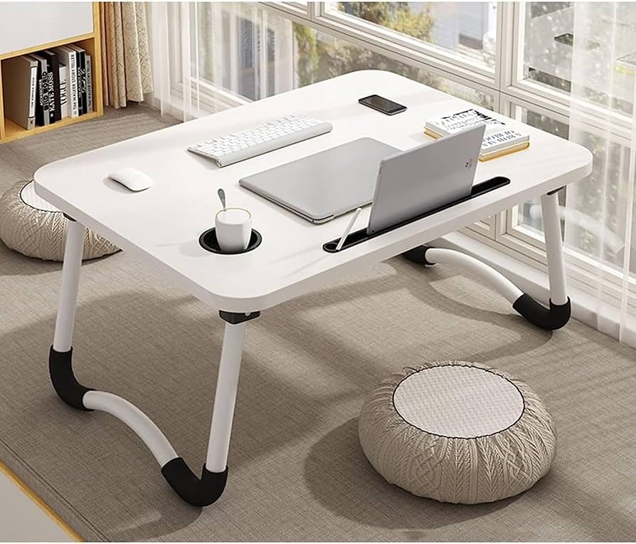 Foldable Portable Laptop Desk Bed Tray with Dock Stand Cup Holder Multipurpose Laptop Table for Bed Sofa Couch Study Work Reading Eating