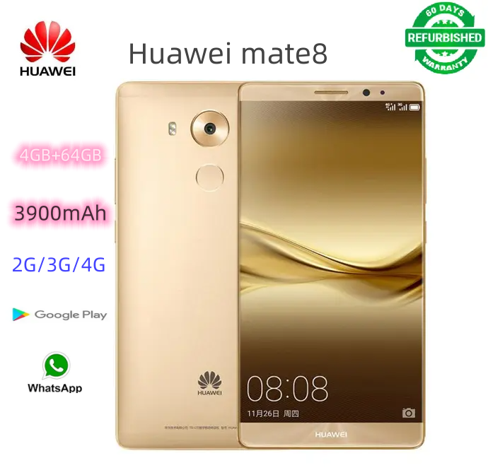 Refurbished Huawei Mate 8  64gb+4gb 16mp+8mp  Double SIM-4000mAh 6-inch screen Super long standby