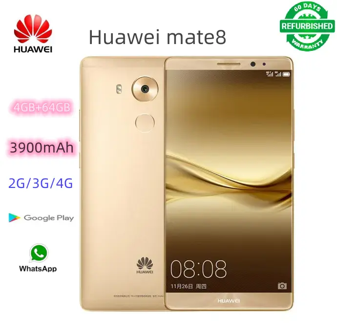 Refurbished Huawei Mate 8  64gb+4gb 16mp+8mp  Double SIM-4000mAh 6-inch screen Super long standby