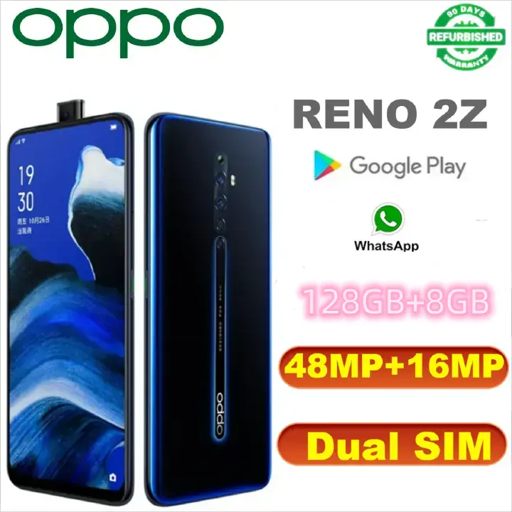 Refurbished phone OPPO Reno 2z , 128GB+8GB, supports dual card, 4G network and WIFI, 48MP+16MP, No screen fingerprint, face unlocking, and lifting camera  phone random color