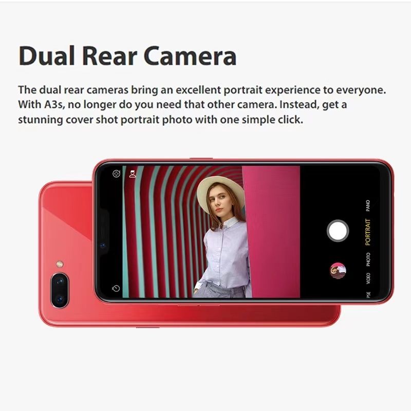 Refurbished phones oppoA5 A3s 4GB+64GB 6.2-inch 16MP+8MP Dual SIM smartphone， Facial unlocking Google support 64GB+4GB