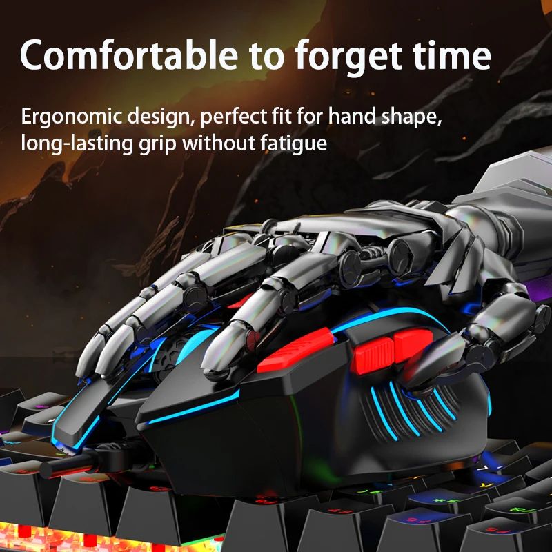 Q6 Wired USB Gaming Mouse Desktop PC/Notebook Home Office Glow 8 Button Mouse 7200DPI Macro Programming