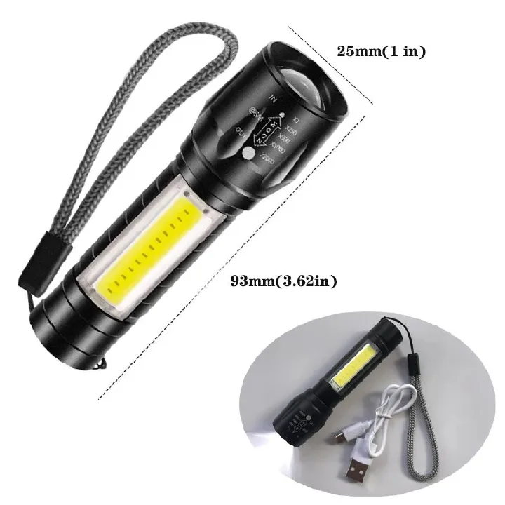 Mini Rechargeable LED Flashlight Portable Waterproof Emergency Torch Telescopic Zoom Camping Adventure Lamp Carry Working Light