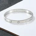 Trendy Crystal Bracelets for Women Fashion Titanium Love Pulseiras Stainless Steel Bangles Feminina Jewelry Gift sl295