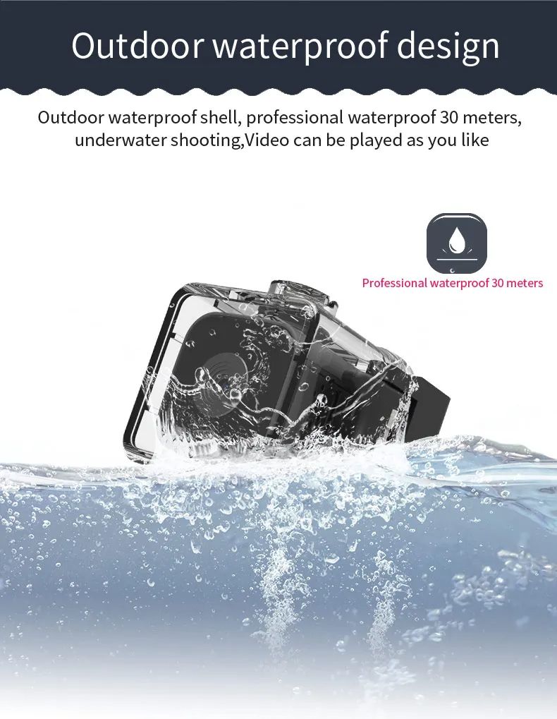 Outdoor Waterproof Sports Camera Portable Car DV Camera 1080p HD Aerial Photography Small Camera SQ28 Cycling Recorder