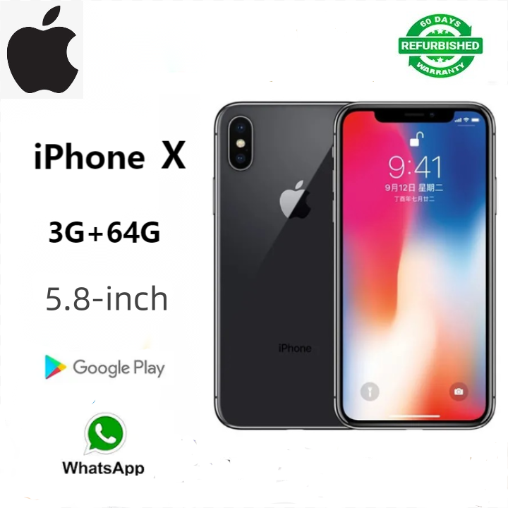 Refurbished iPhone x 3GB + 64GB  5.8-inch ram dual camera 4G / LT Apple smartphone camera music phones iPhoneX