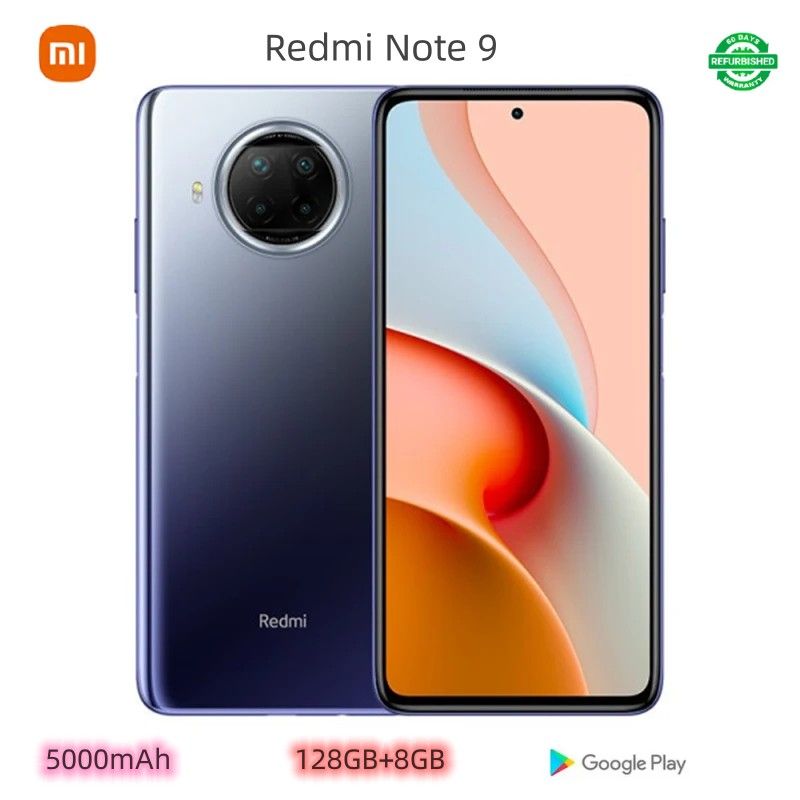 Refurbished Xiaomi Redmi Note 9 5G  Smart Phone 128GB+8GB  6.53 inch 2G/3G/4G LCD 13MP+48MP  Camera Double Sim less than 5000mAh