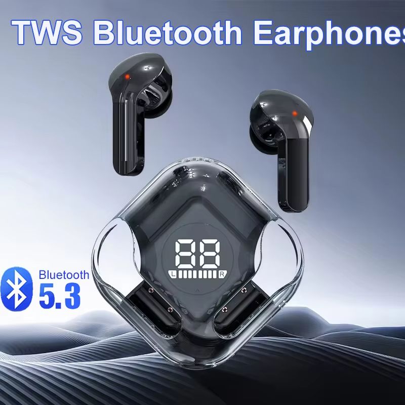 TWS Wireless Earphones Bluetooth 5.3 Transparent Headset ENC Sports Game Headphones LED Digital Display Stereo Sound Earbuds