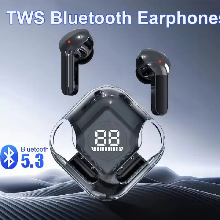 TWS Wireless Earphones Bluetooth 5.3 Transparent Headset ENC Sports Game Headphones LED Digital Display Stereo Sound Earbuds