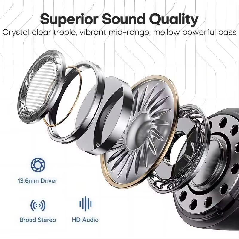 TWS Wireless Earphones Bluetooth 5.3 Transparent Headset ENC Sports Game Headphones LED Digital Display Stereo Sound Earbuds