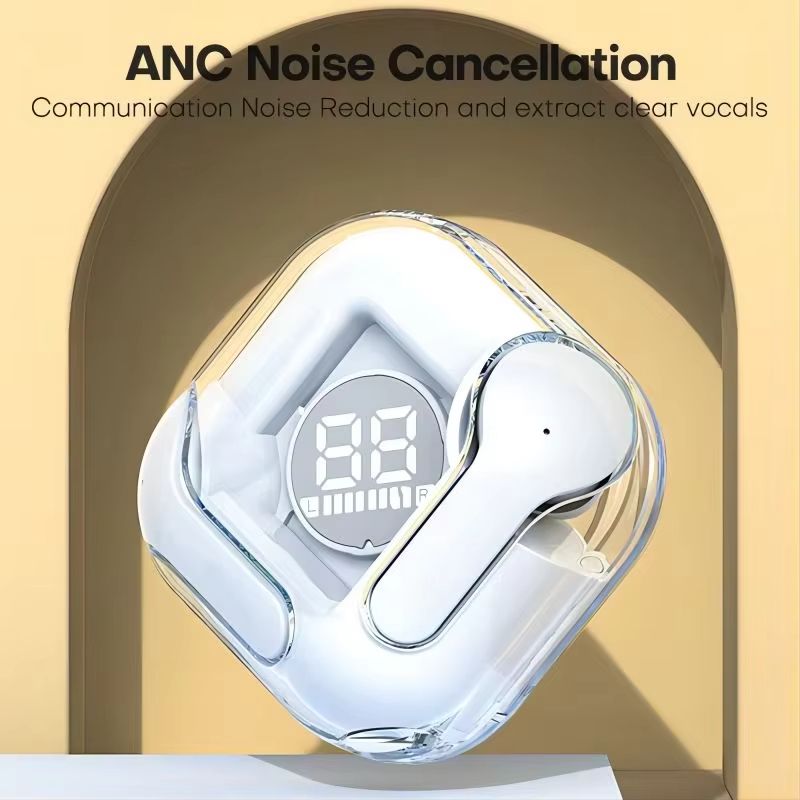 TWS Wireless Earphones Bluetooth 5.3 Transparent Headset ENC Sports Game Headphones LED Digital Display Stereo Sound Earbuds