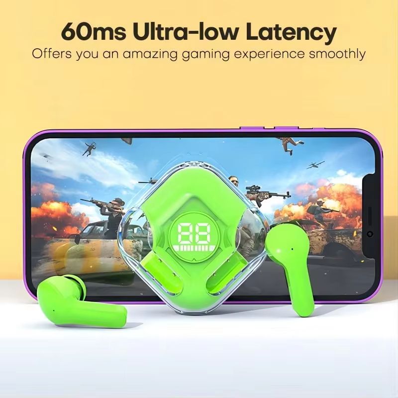 TWS Wireless Earphones Bluetooth 5.3 Transparent Headset ENC Sports Game Headphones LED Digital Display Stereo Sound Earbuds