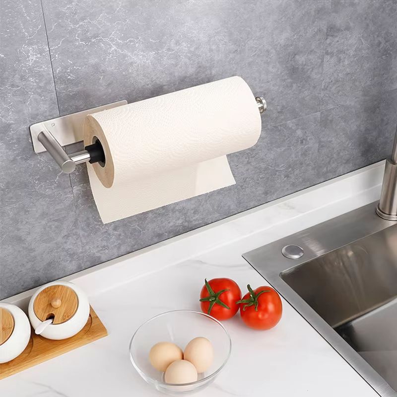 Paper Roll Holder Wall Mounted Kitchen Organizer Stainless Steel Cling Film Holder Installation Tool Included