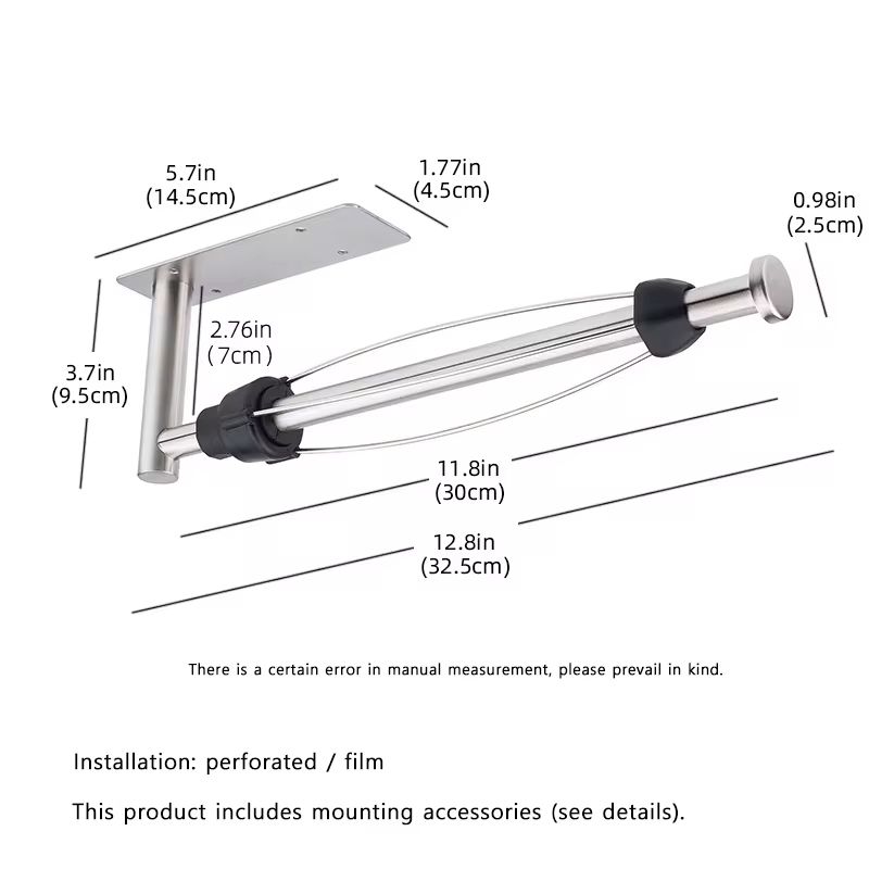 Paper Roll Holder Wall Mounted Kitchen Organizer Stainless Steel Cling Film Holder Installation Tool Included