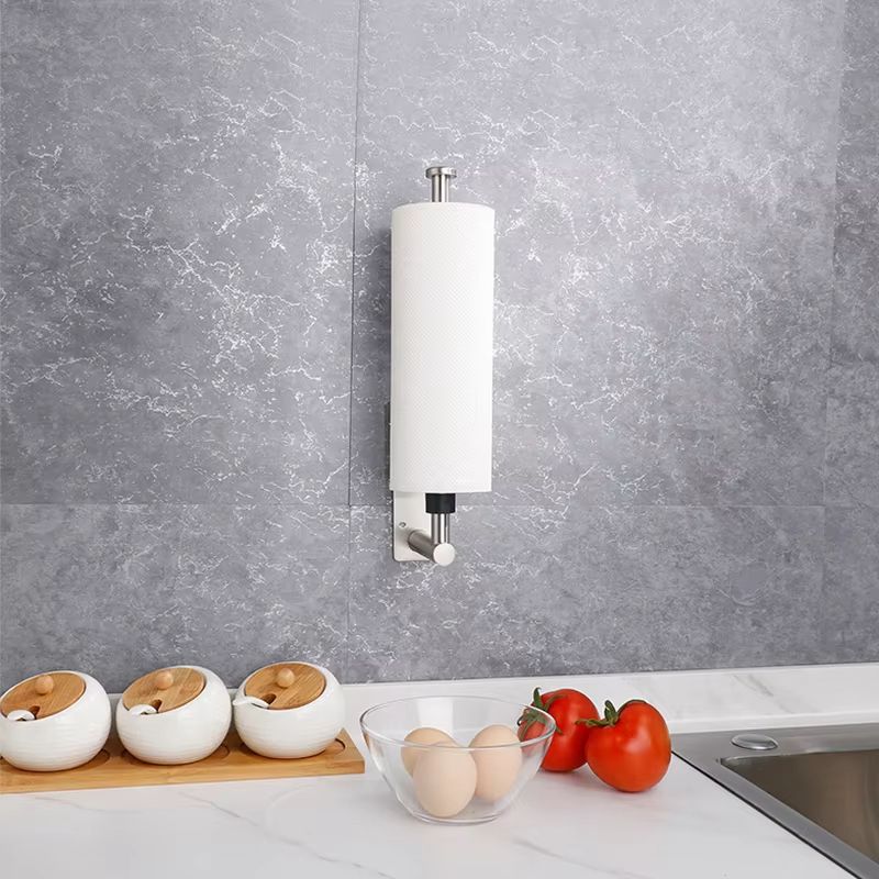 Paper Roll Holder Wall Mounted Kitchen Organizer Stainless Steel Cling Film Holder Installation Tool Included