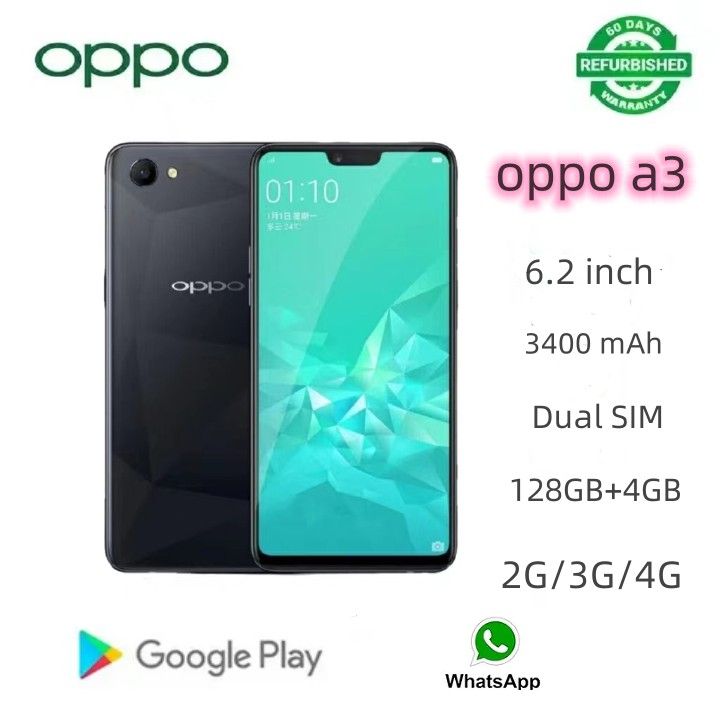 Refurbished Oppo F7/A3 128GB+4GB Smart Phone Unlock 6.2 inch 16mp +8mp 2G 3G 4G/LTE Dual Nano SIM Smartphone Google Support 3400mAh Phones