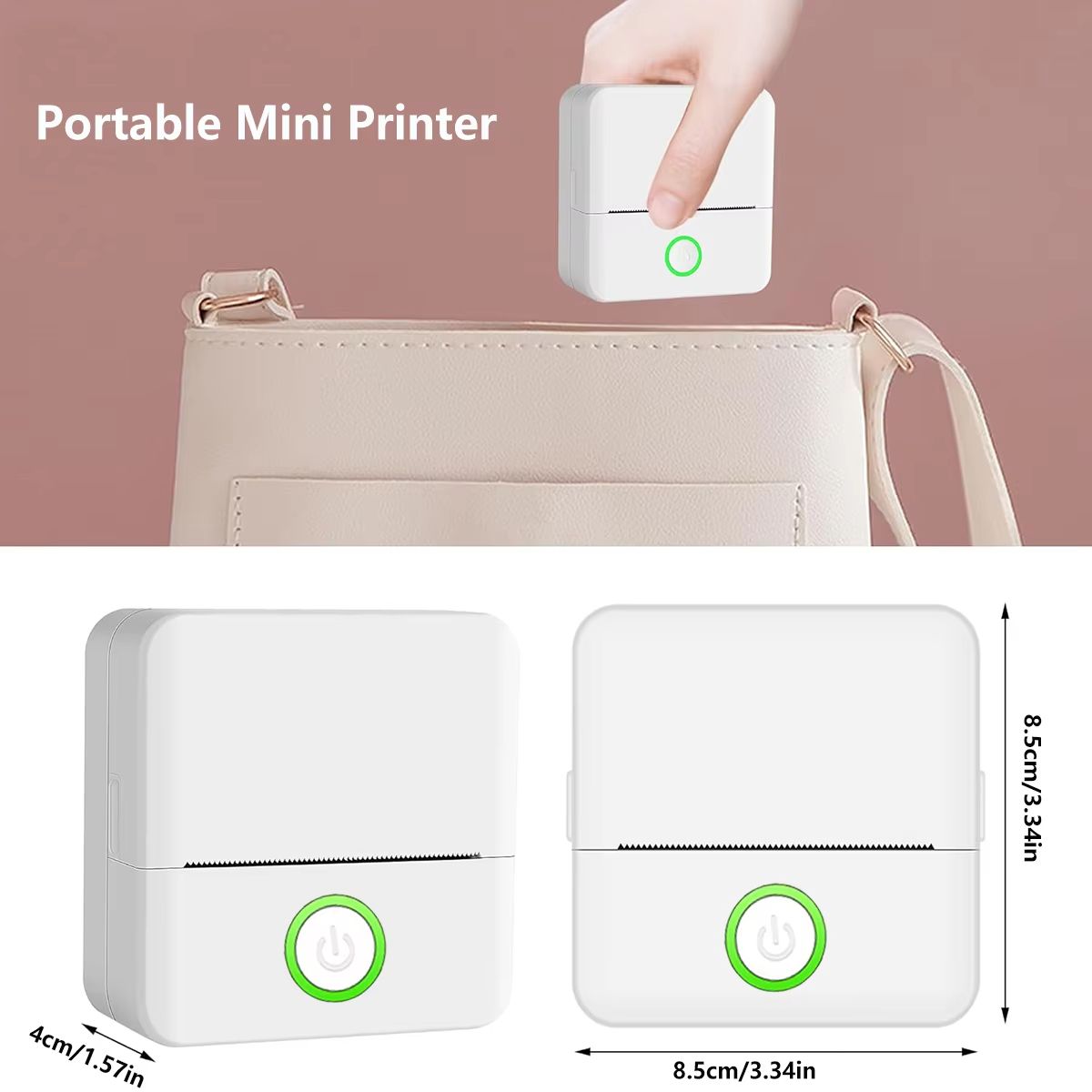 Mini Portable Printer Thermal Printing Sticker Wireless Inkless Mini Pocket Printer Self-adhesive Label Printer Photo Printer