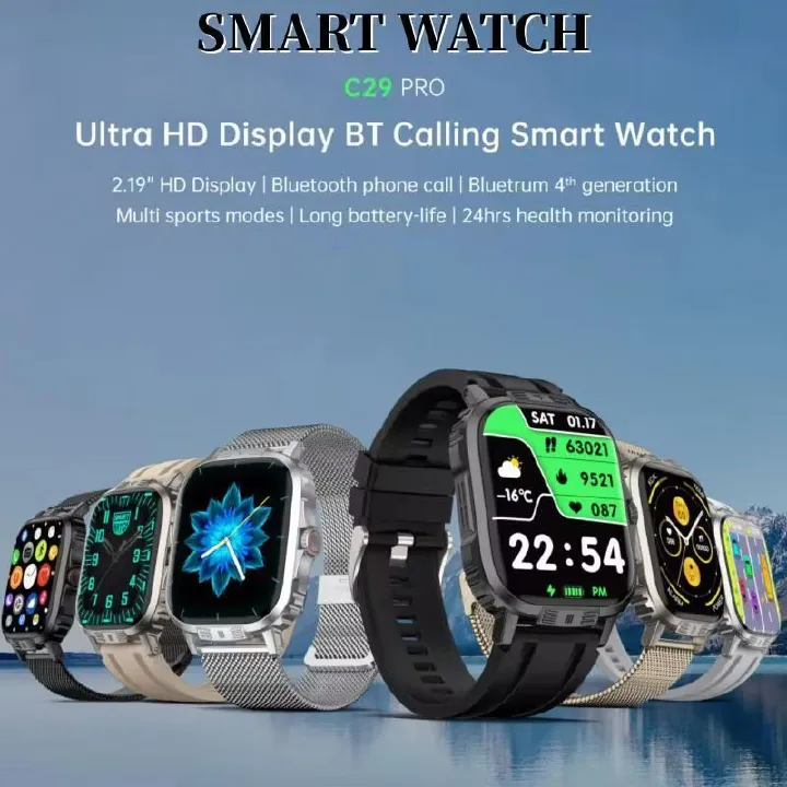 C29Pro New Bluetooth Call Smart Watch Men Waterproof Sport Fitness Tracker Weather Display Man Watch For Xiaomi Huawei Phone