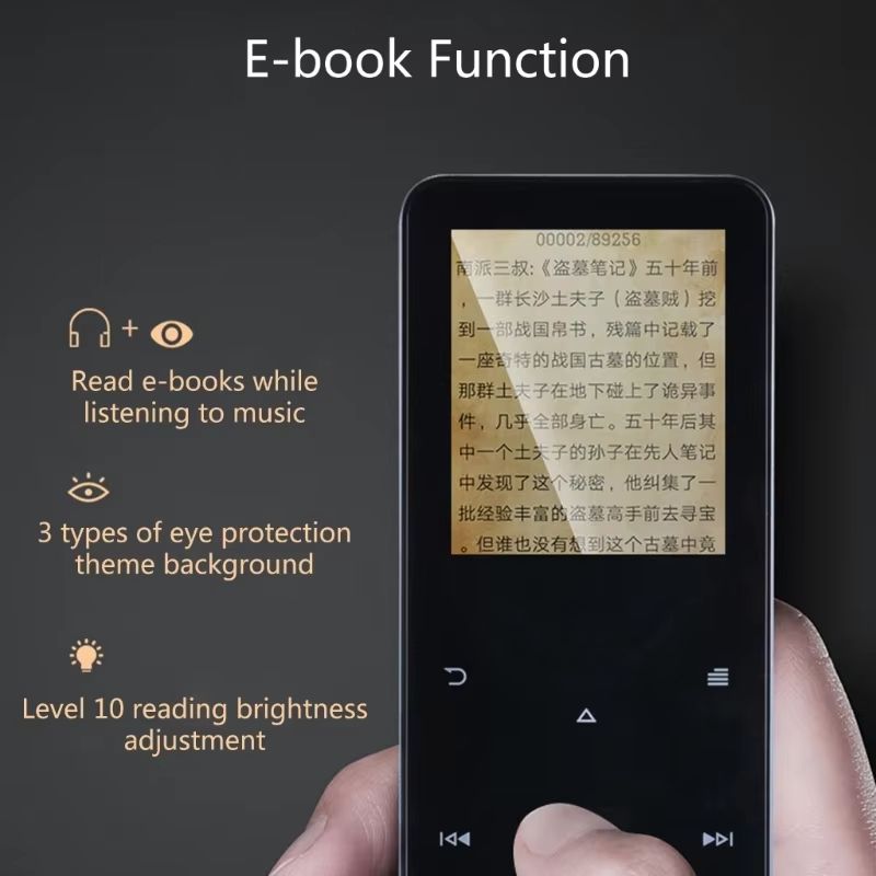 MP3 Player with Bluetooth-compatible Speaker Touch Keys Music Stereo HiFi Speaker Metal Portable Walkman with Recording