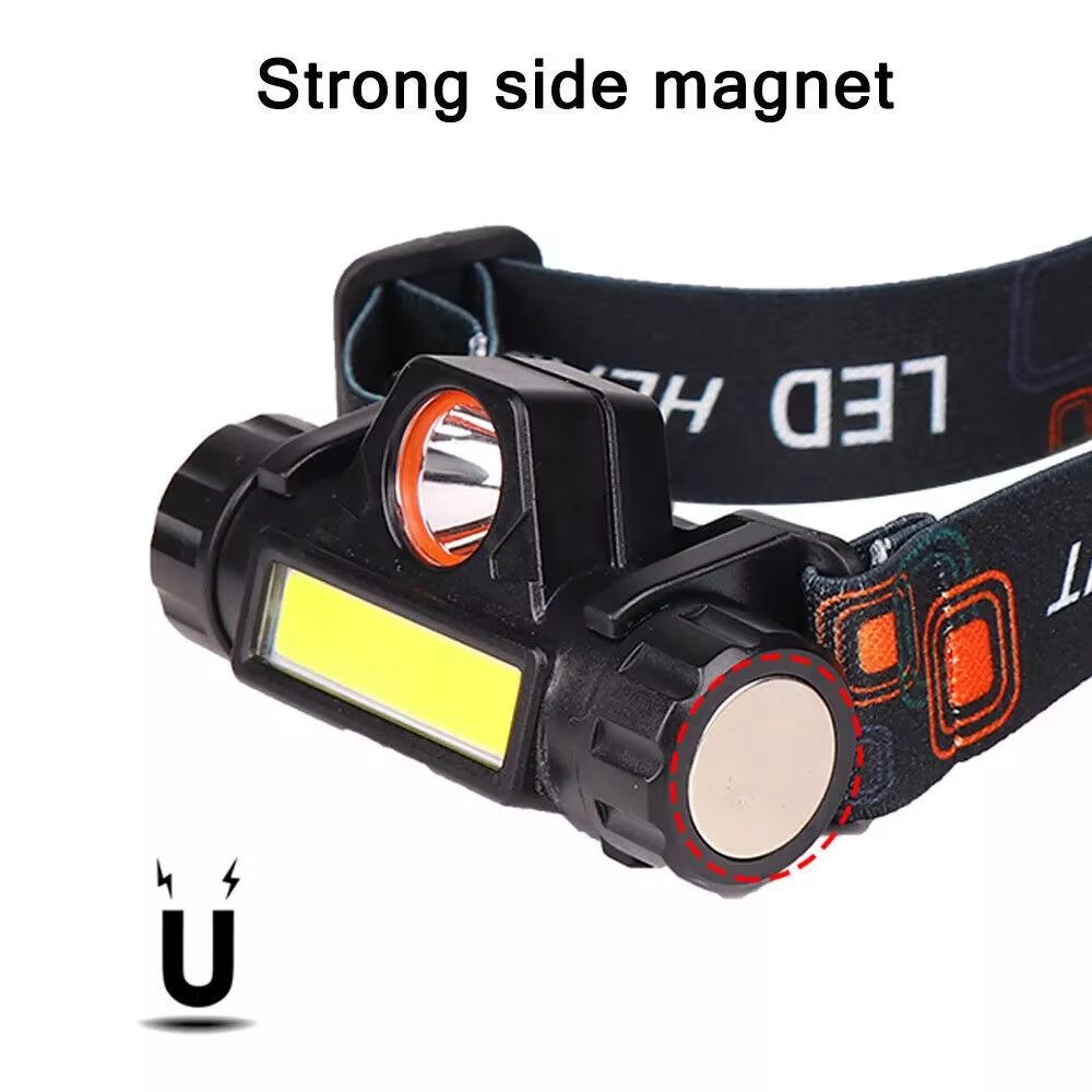 Super Bright USB Rechargeable COB Headlamp Waterproof LED Head Torch Headlight