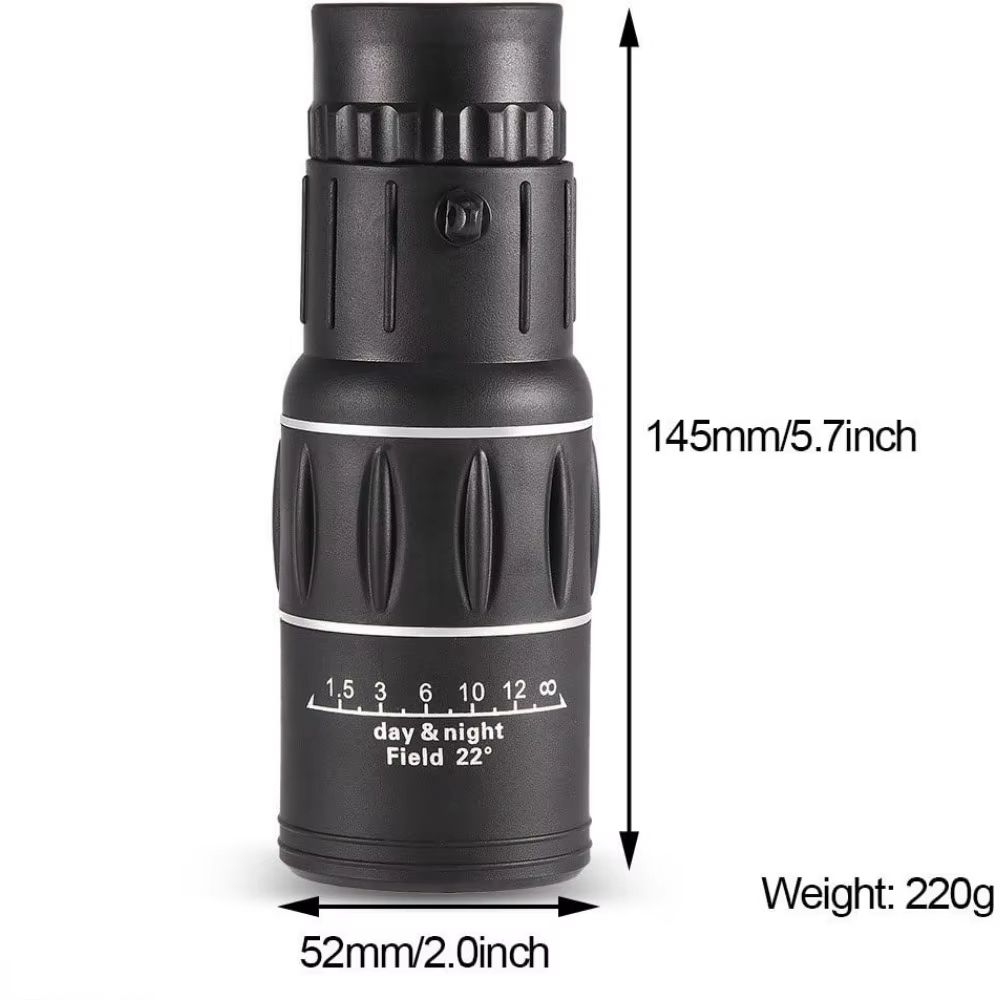 Waterproof Fog Proof 16X Hiking Zoom Monocular Telescope for Smartphone Camera with Phone Holder, for Traveling, Camping