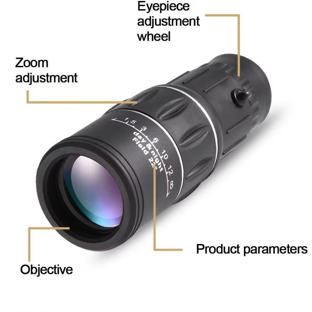 Waterproof Fog Proof 16X Hiking Zoom Monocular Telescope for Smartphone Camera with Phone Holder, for Traveling, Camping