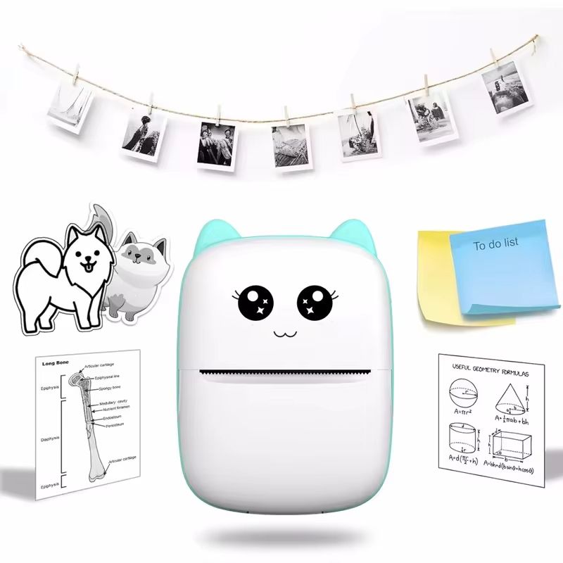 Portable thermal printer mini cat print photo pocket thermal label printer 58mm printing wireless Bluetooth Android iOS printers