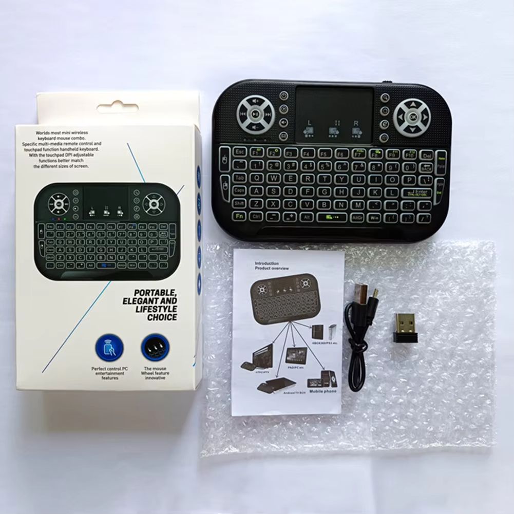 Mini Wireless Keyboard 2.4G&Bluetooth-compatible with Touchpad Keyboard Remote Control Rechargeable for Laptop Android TV Box PC