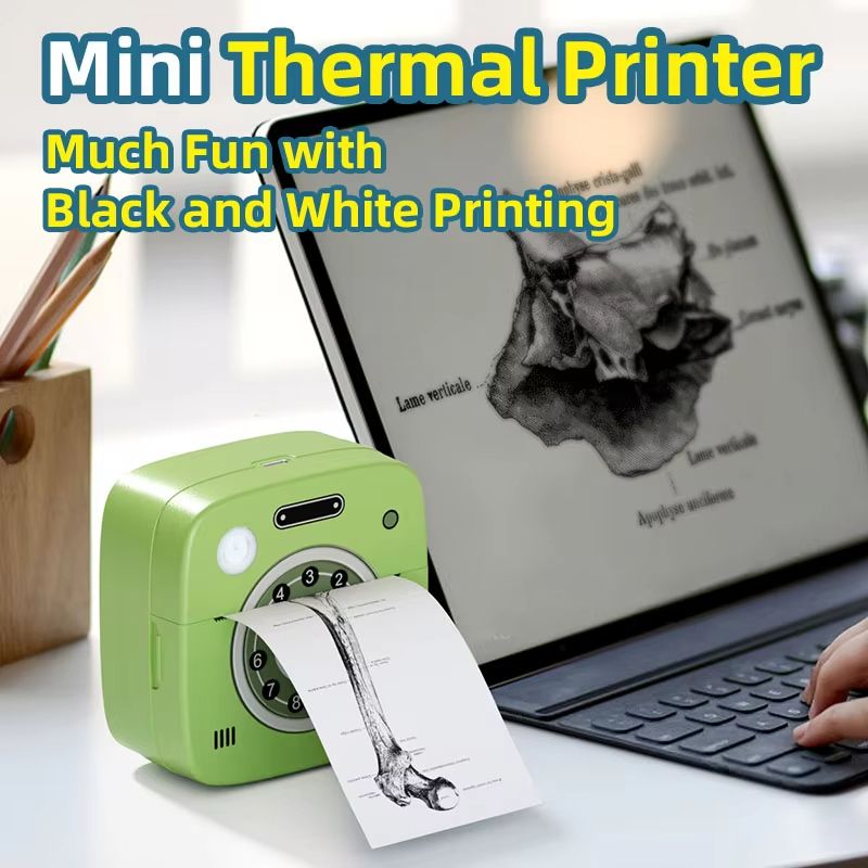 G1 Photo Pocket Printer with 2 Roll for iOS Android Bluetooth Mini Printers Sticker Thermal Printing for Office Kitchen School