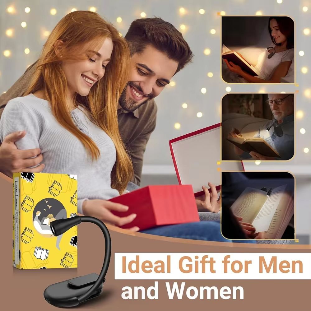 3 Color Mini LED Book Light Eye Protection Adjustable Clip 360° Flip Study Lamp Rechargeable For Travel Bedroom Reading