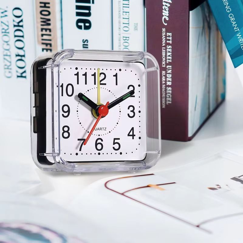 Mini Square Crystal Alarm Clock Quartz Alarm Clock Battery Operated Square Table Bedroom Clocks For Sleeping Studying Home Decor