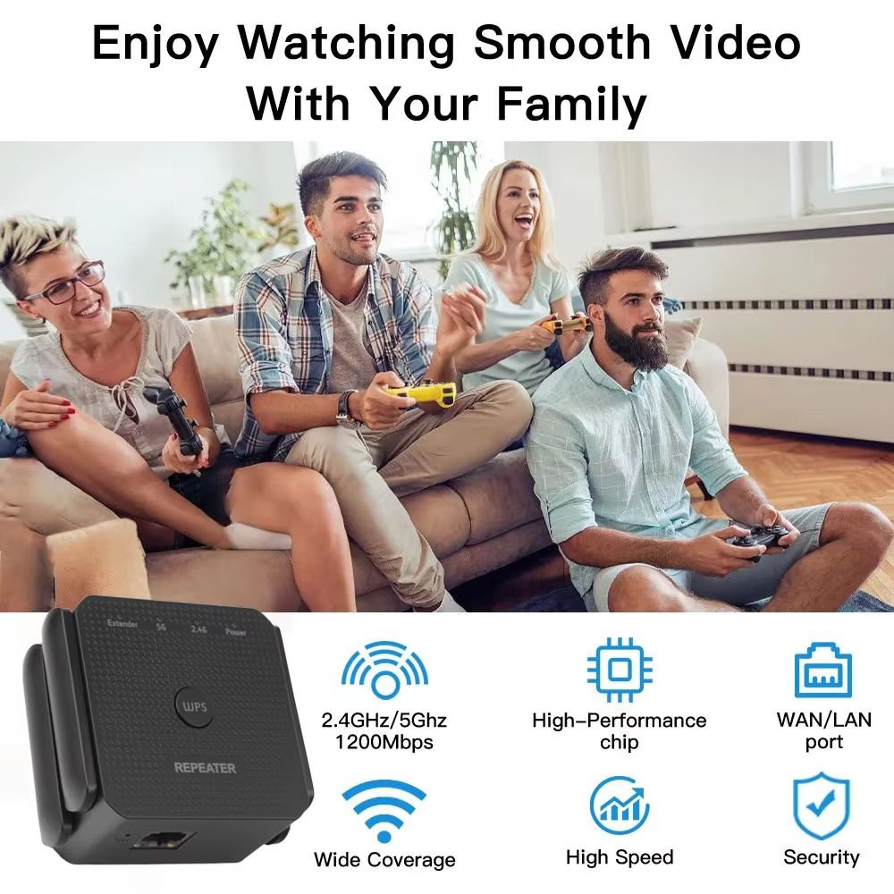 Dual Band 1200M Wifi Amplifier Wireless WiFi Repeater 2.4G 5G Signal Wi-fi Booster Network Long Range Extender For home Office