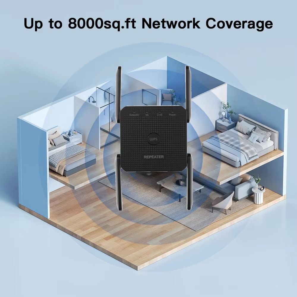 Dual Band 1200M Wifi Amplifier Wireless WiFi Repeater 2.4G 5G Signal Wi-fi Booster Network Long Range Extender For home Office