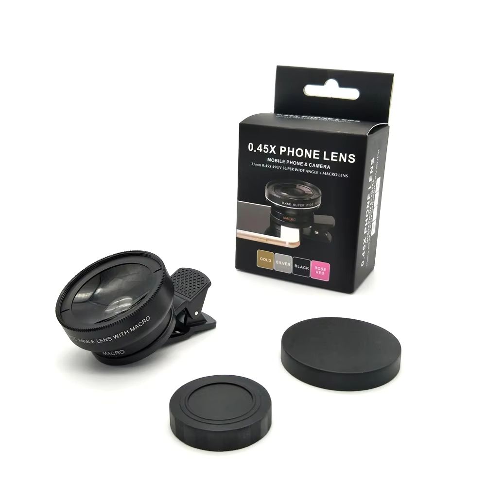 2 in1 Phone Lens 0.45x 49uv Super Wide Angle Macro Lens for iPhone 14 13 15 HUAWEI Xiaomi Smartphone Lenses with 37mm Phone Clip