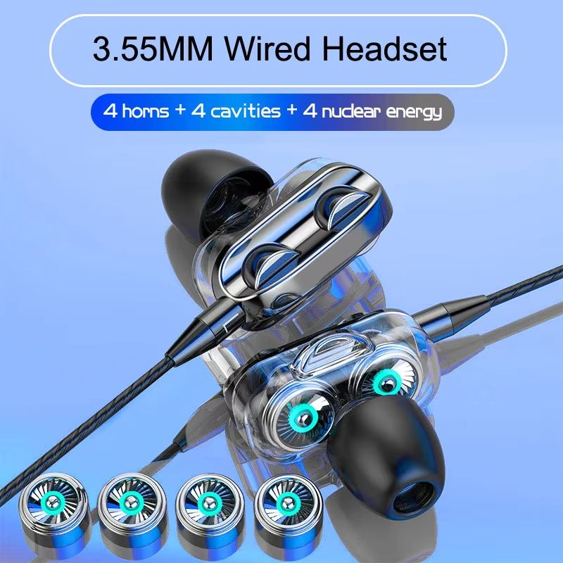 Wired Headset Earphones 3.5mm HiFi Stereo Noise Reduction Earbuds Sports Headphones with Mic for iPhone Xiaomi Huawei Samsung